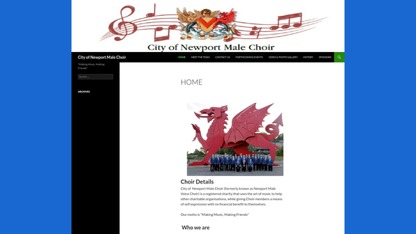 Screenshot of the City Of Newport Male Choir website