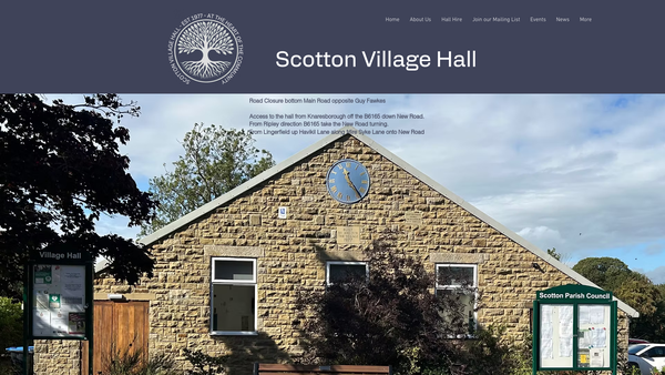 Screenshot of the Scotton New Village Hall website