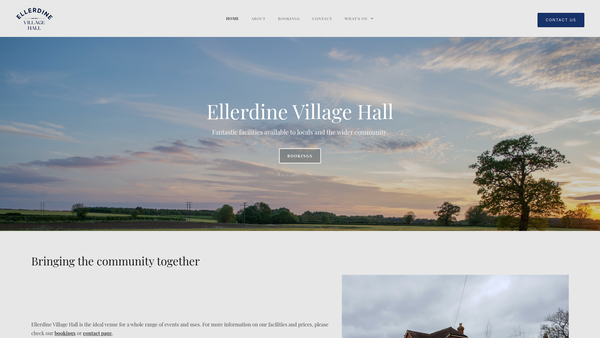 Screenshot of the The Ellerdine Village Hall And Community Centre website