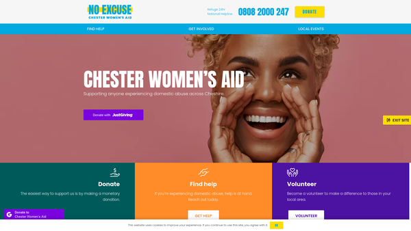 Screenshot of the Chester Women's Aid website