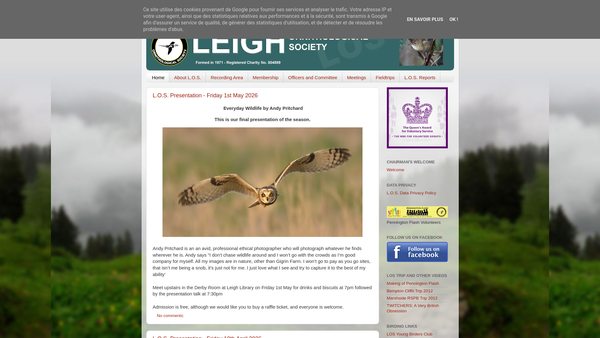Screenshot of the Leigh Ornithological Society website