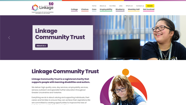Screenshot of the The Linkage Community Trust Limited website