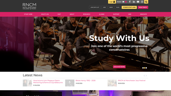 Screenshot of the The Royal Northern College Of Music Endowment Fund website