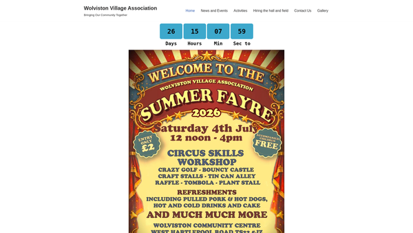 Screenshot of the Wolviston Village Association website