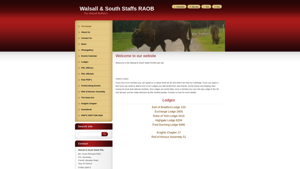 Screenshot of the Royal Antediluvian Order Of Buffaloes Gle Provincial Grand Lodge Of Walsall And South Staffs Benevolent Fund website