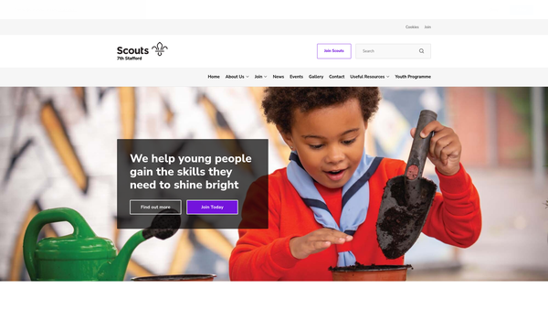 Screenshot of the 7th Stafford Scout Group website
