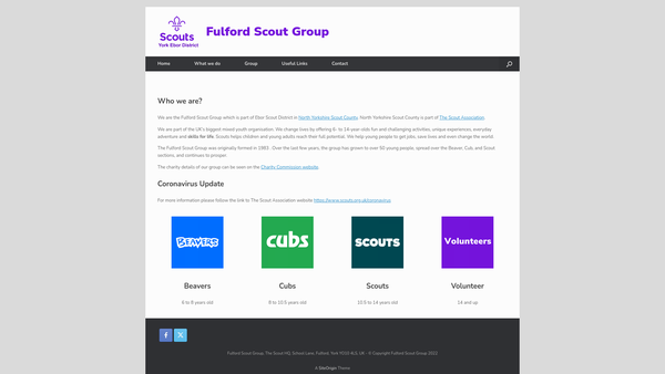 Screenshot of the Fulford Scout Group website
