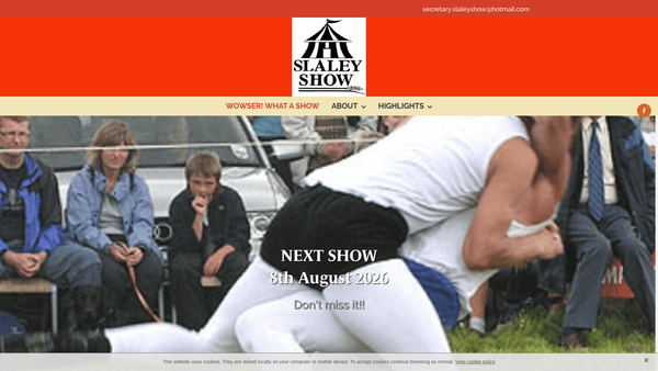 Screenshot of the Slaley Show website