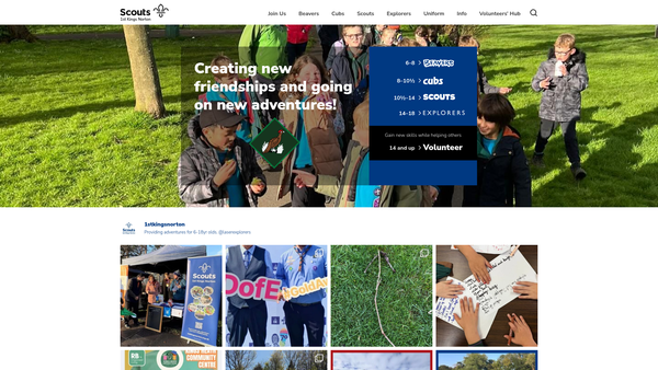 Screenshot of the 1st Kings Norton Sea Scout Group website