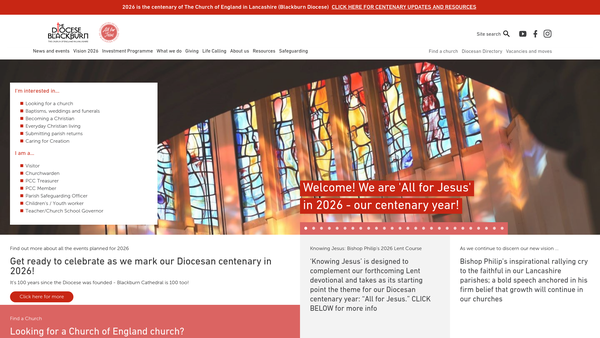 Screenshot of the The Bishop Of Blackburn's Fund For The Widows And Orphans Of Poor Clergy website