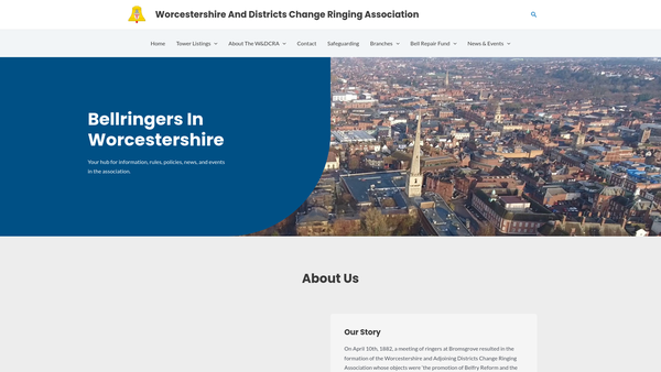 Screenshot of the The Worcestershire And Districts Change Ringing Association Belfry Repairs Fund website