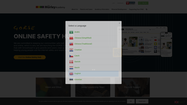 Screenshot of the The Morley Academy Students' Aid Fund website