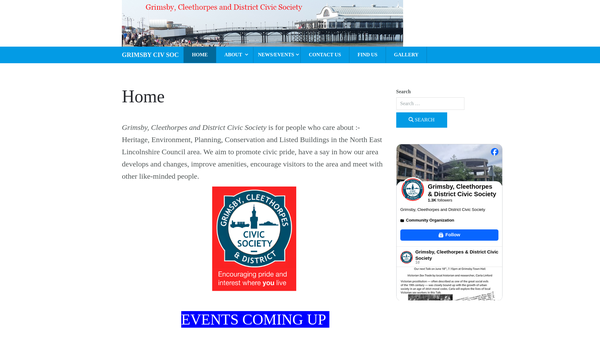 Screenshot of the The Grimsby, Cleethorpes And District Civic Society website
