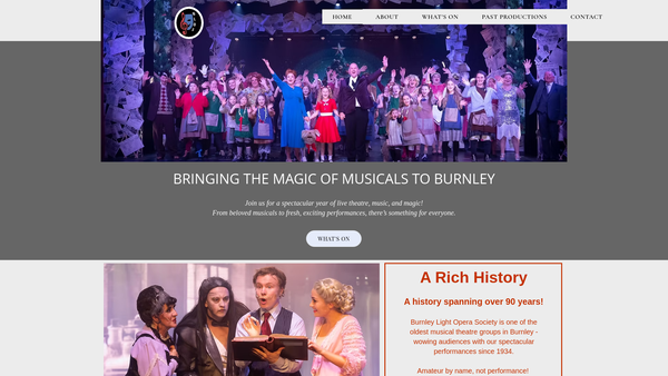 Screenshot of the Burnley Light Opera Society website