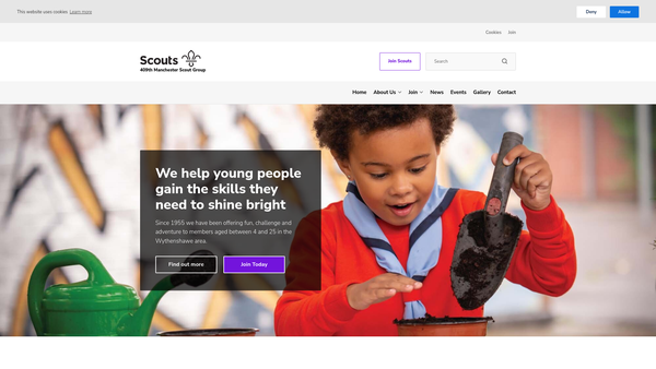 Screenshot of the 409th Manchester Scout Group website