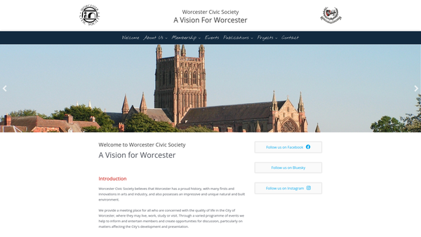 Screenshot of the Worcester Civic Society website