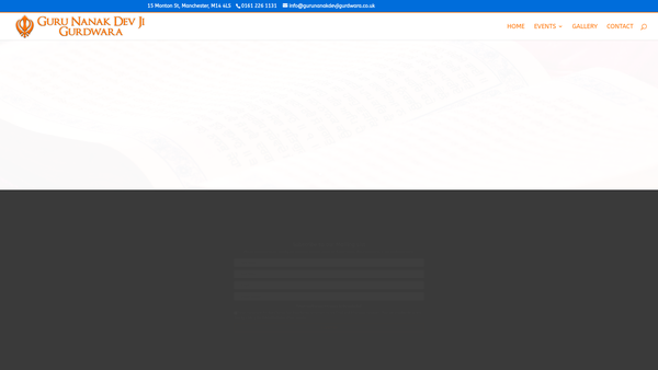 Screenshot of the Guru Nanak Gurdwara (Sikh Temple) website