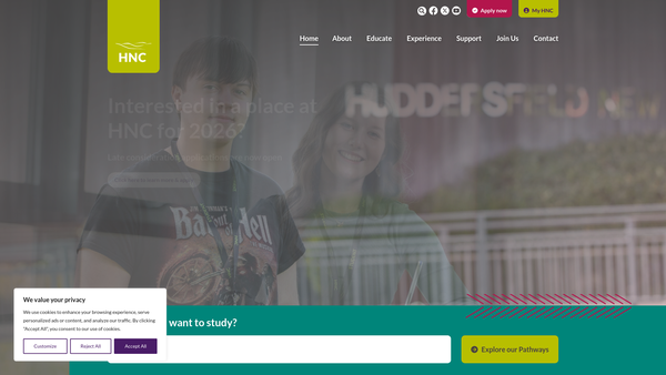 Screenshot of the Huddersfield New College School Fund website