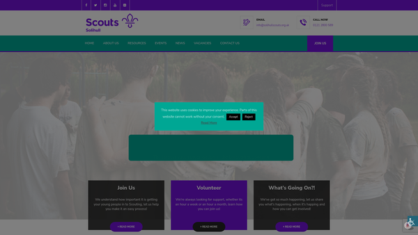 Screenshot of the Solihull County Scout Council website