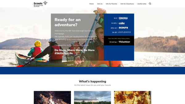 Screenshot of the 6th Gainsborough Sea Scout Group website