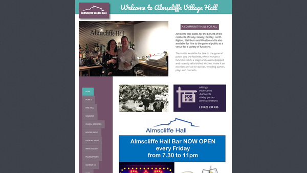 Screenshot of the The Almscliffe Hall website