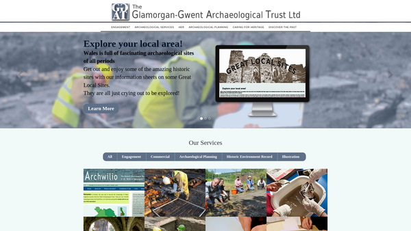 Screenshot of the The Glamorgan-Gwent Archaeological Trust Limited website