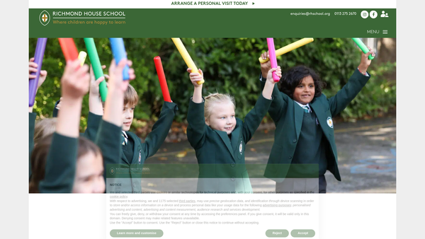 Screenshot of the Richmond House School website