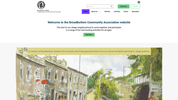 Screenshot of the Broadbottom Community Association website