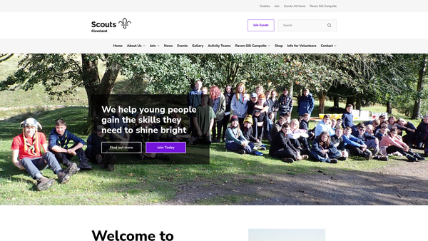 Screenshot of the Cleveland Scout Council website