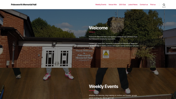 Screenshot of the Polesworth Community Association website