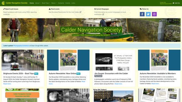 Screenshot of the The Calder Navigation Society website