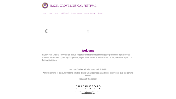Screenshot of the Hazel Grove Musical Festival Society website