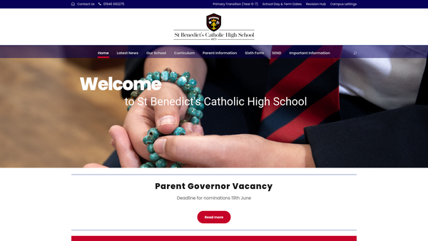 Screenshot of the St Benedict's Rc High School Fund website