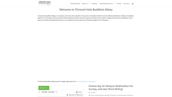 Screenshot of the Throssel Hole Buddhist Abbey website