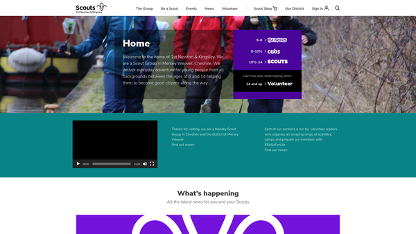 Screenshot of the 1st Newton And Kingsley Scout Group website