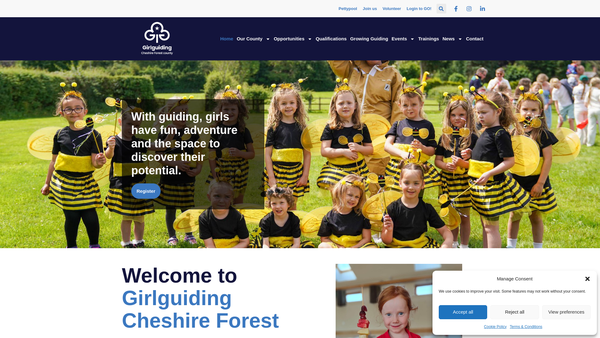 Screenshot of the Cheshire Forest County Of The Guide Association website