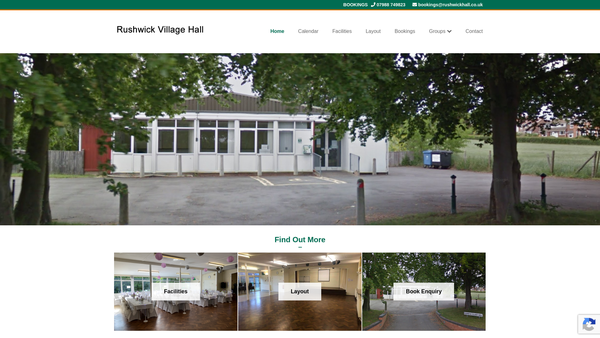 Screenshot of the Rushwick Village Hall website