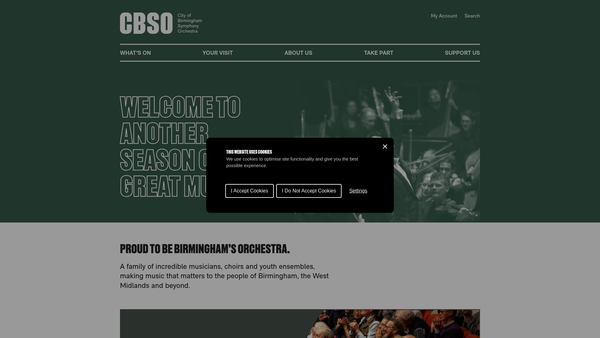 Screenshot of the City Of Birmingham Symphony Orchestra website