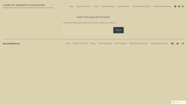 Screenshot of the Liverpool Organists Association website
