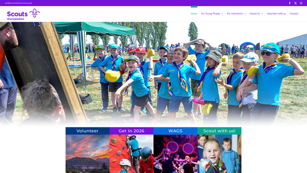 Screenshot of the Warwickshire Scout Council website