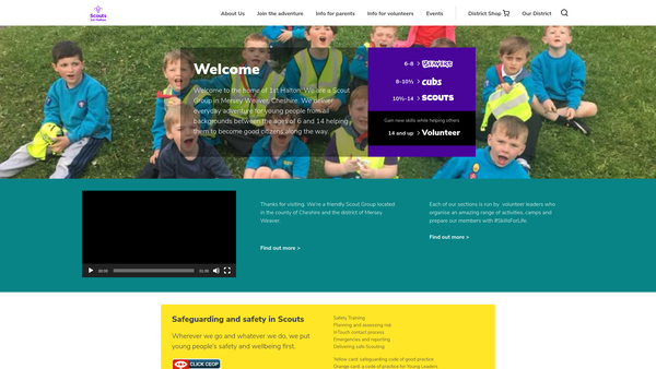 Screenshot of the 1st Halton Scout Group website