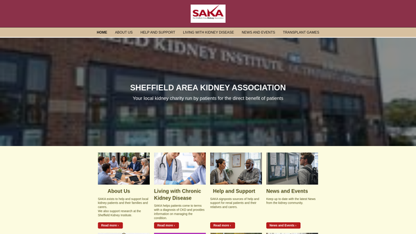 Screenshot of the Sheffield Area Kidney Association website