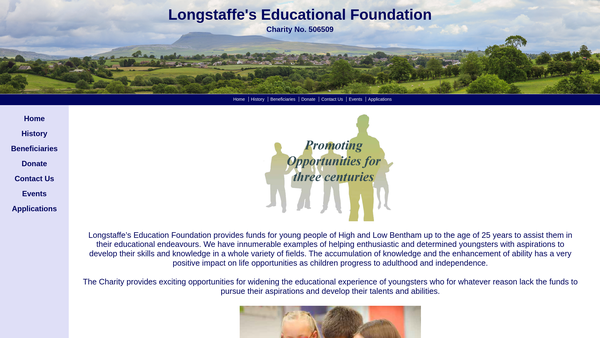 Screenshot of the Longstaffe's Educational Foundation website