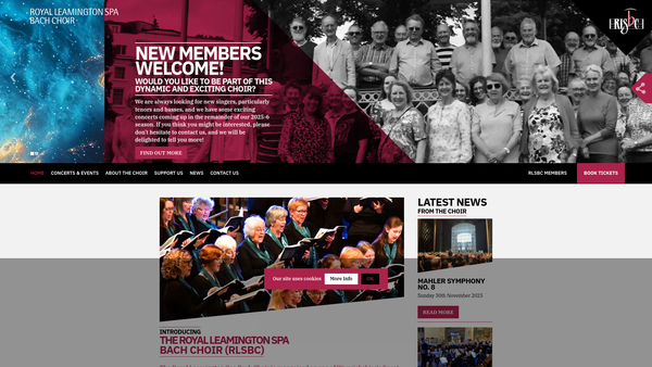 Screenshot of the The Royal Leamington Spa Bach Choir website