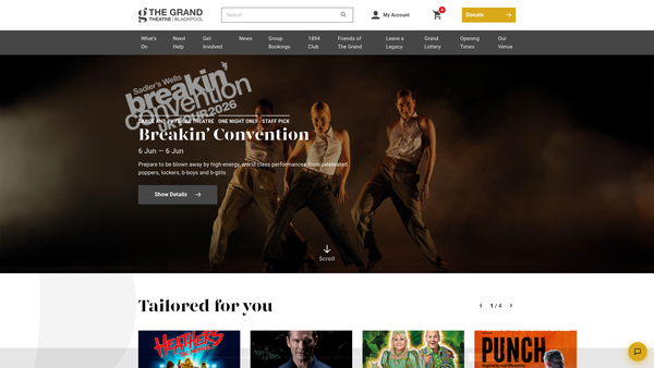 Screenshot of the Blackpool Grand Theatre Trust Limited website