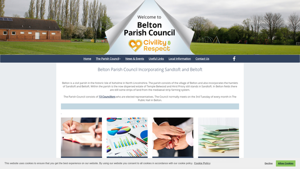 Screenshot of the Belton Village Hall website