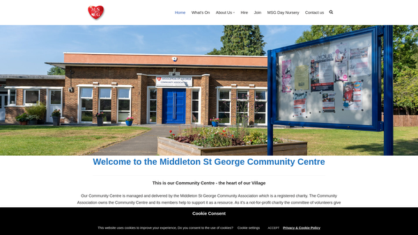 Screenshot of the Middleton St George Community Association website
