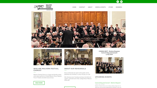 Screenshot of the Malvern Festival Chorus website