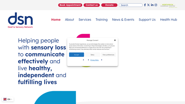 Screenshot of the Cheshire Deaf Society website