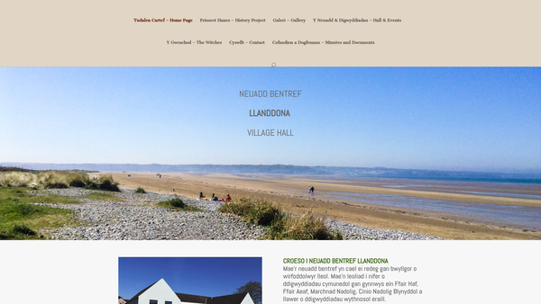 Screenshot of the Neuadd Bentref Llanddona Village Hall website